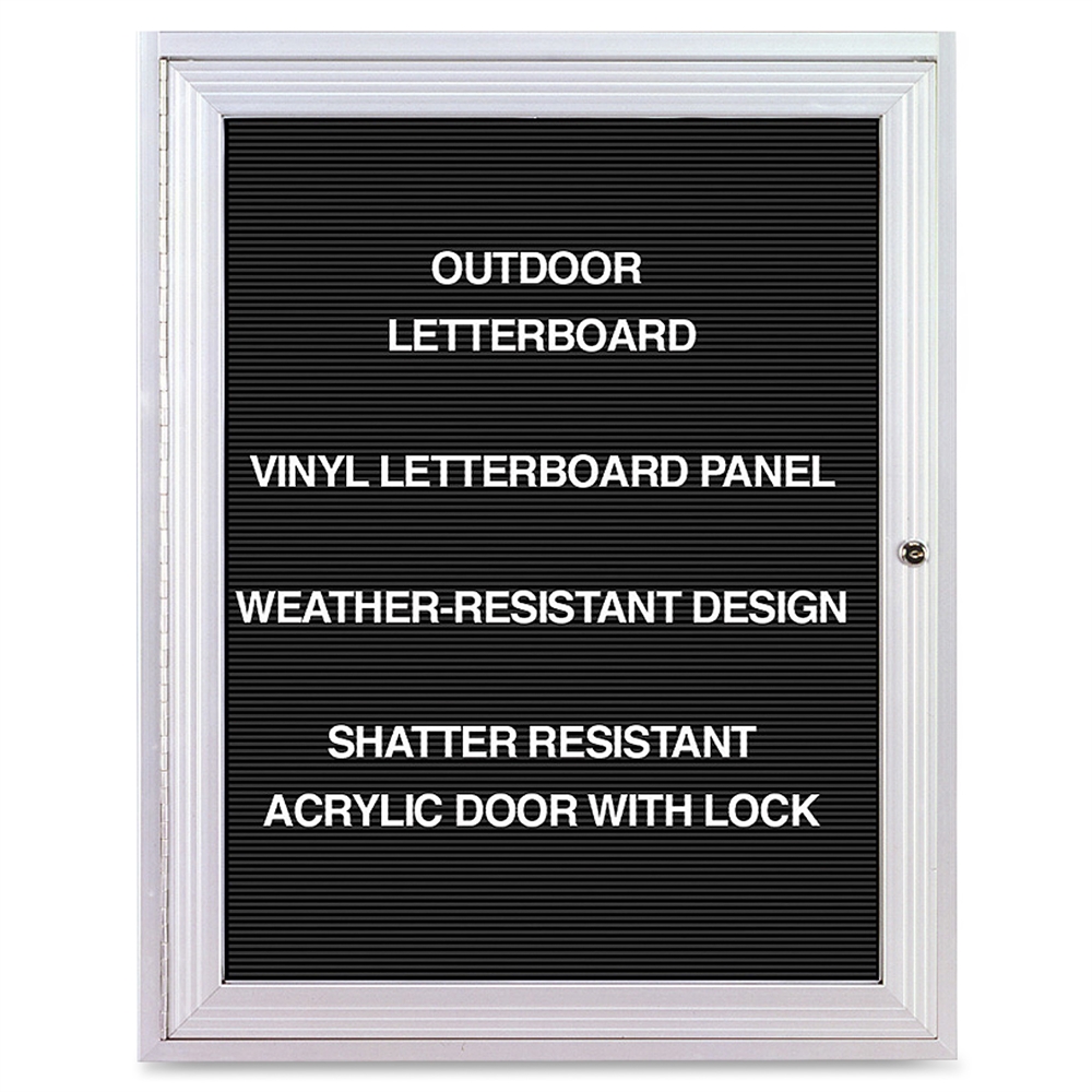 Ghent Outdoor Letterboards - 24" Height x 36" Width - Weather Resistant, Shatter Resistant, Lock, Water Resistant, Mounting System - Silver Aluminum Frame - 1 Each. Picture 3