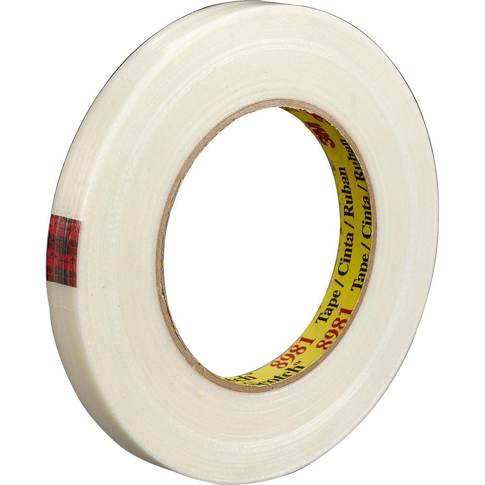 Scotch Premium-Grade Filament Tape - 60 yd Length x 0.75" Width - 6.6 mil Thickness - 3" Core - Synthetic Rubber - Glass Yarn Backing - Abrasion Resistant, Moisture Resistant, Curl Resistant - For Rei. Picture 2