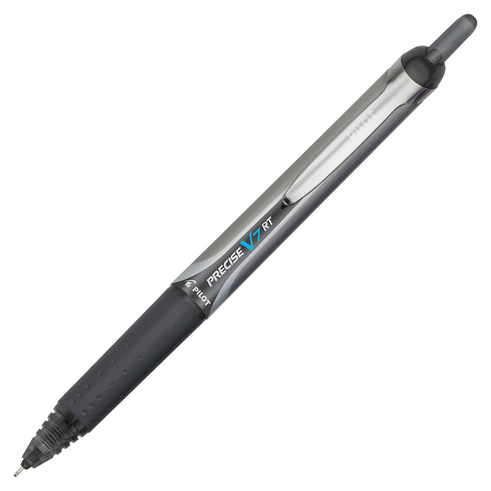 Pilot Precise V7 RT Fine Premium Retractable Rolling Ball Pens - Fine Pen Point - 0.7 mm Pen Point Size - Refillable - Retractable - Black Water Based Ink - Black Barrel - 1 Dozen. Picture 3