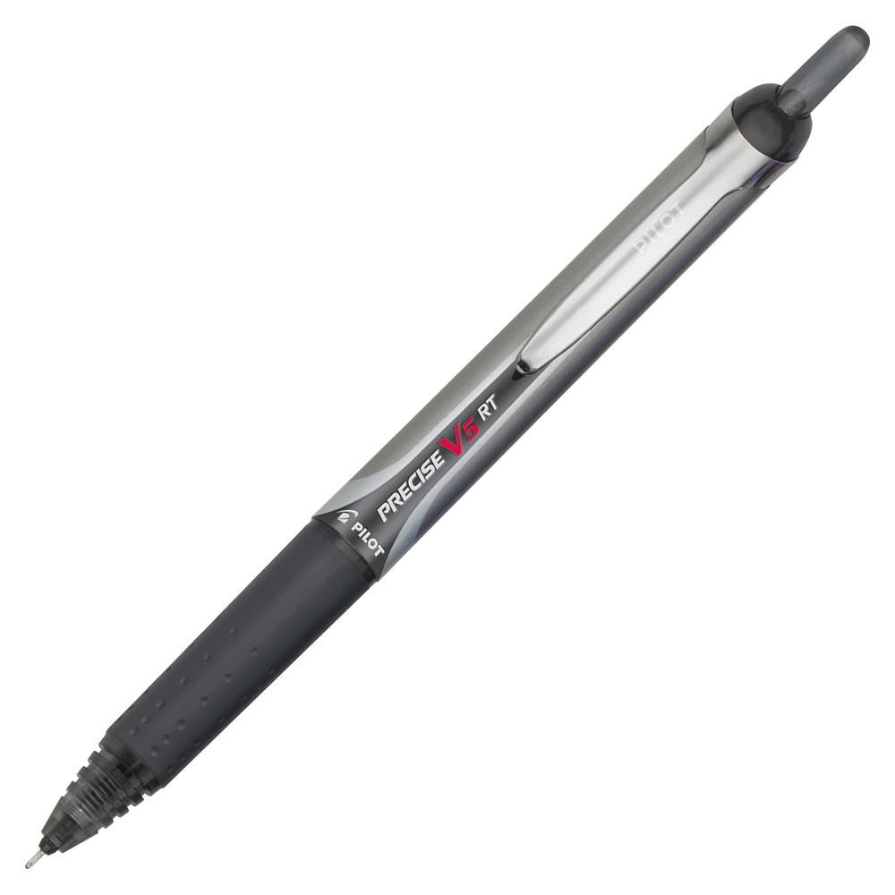 Pilot Precise V5 RT Extra-Fine Premium Retractable Rolling Ball Pens - Extra Fine Pen Point - 0.5 mm Pen Point Size - Needle Pen Point Style - Refillable - Retractable - Black Water Based Ink - Black. Picture 2