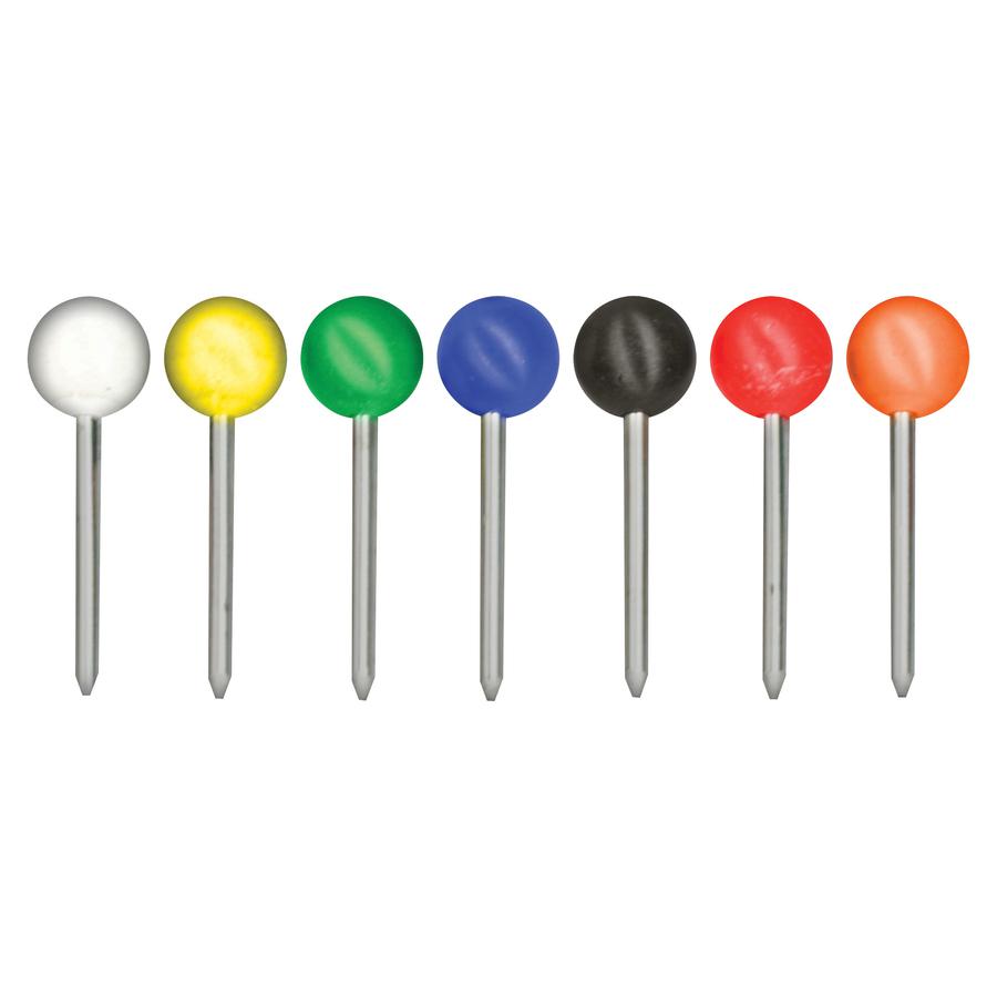 Gem Office Products Round Head Map Tacks - 0.18" Head - 100 / Box - Assorted. Picture 2