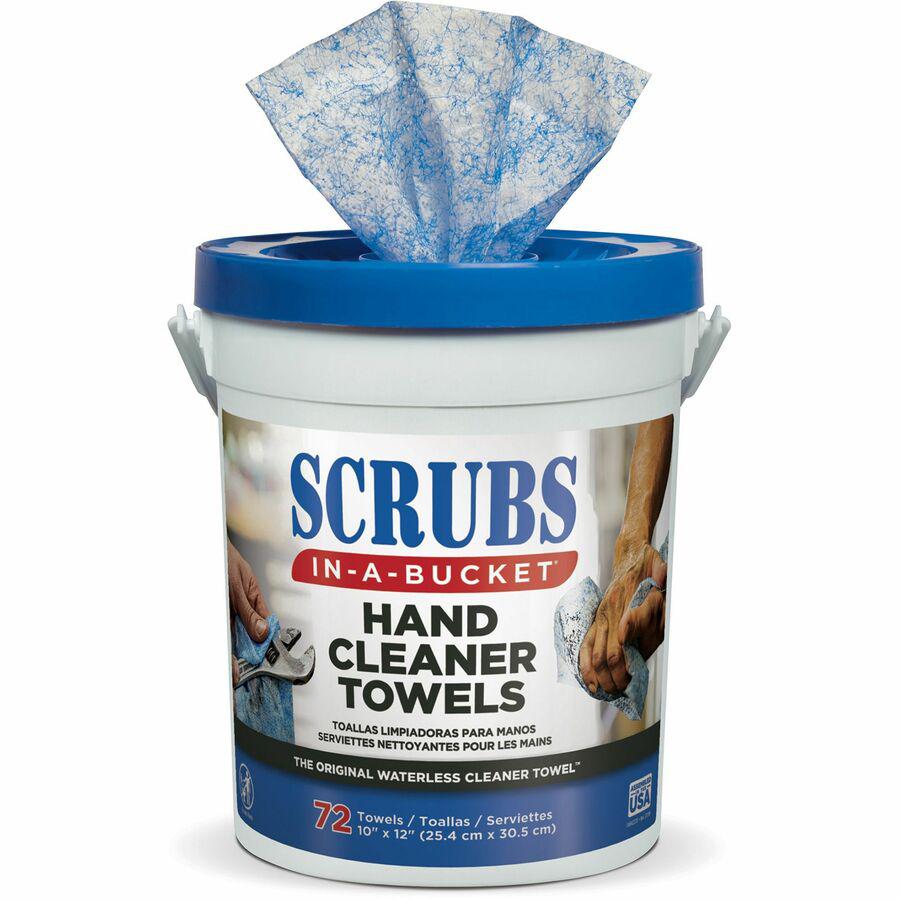 SCRUBS In-A-Bucket Hand Cleaner Towels - 12" x 10" - Blue - 72 Per Canister - 1 Each. Picture 3