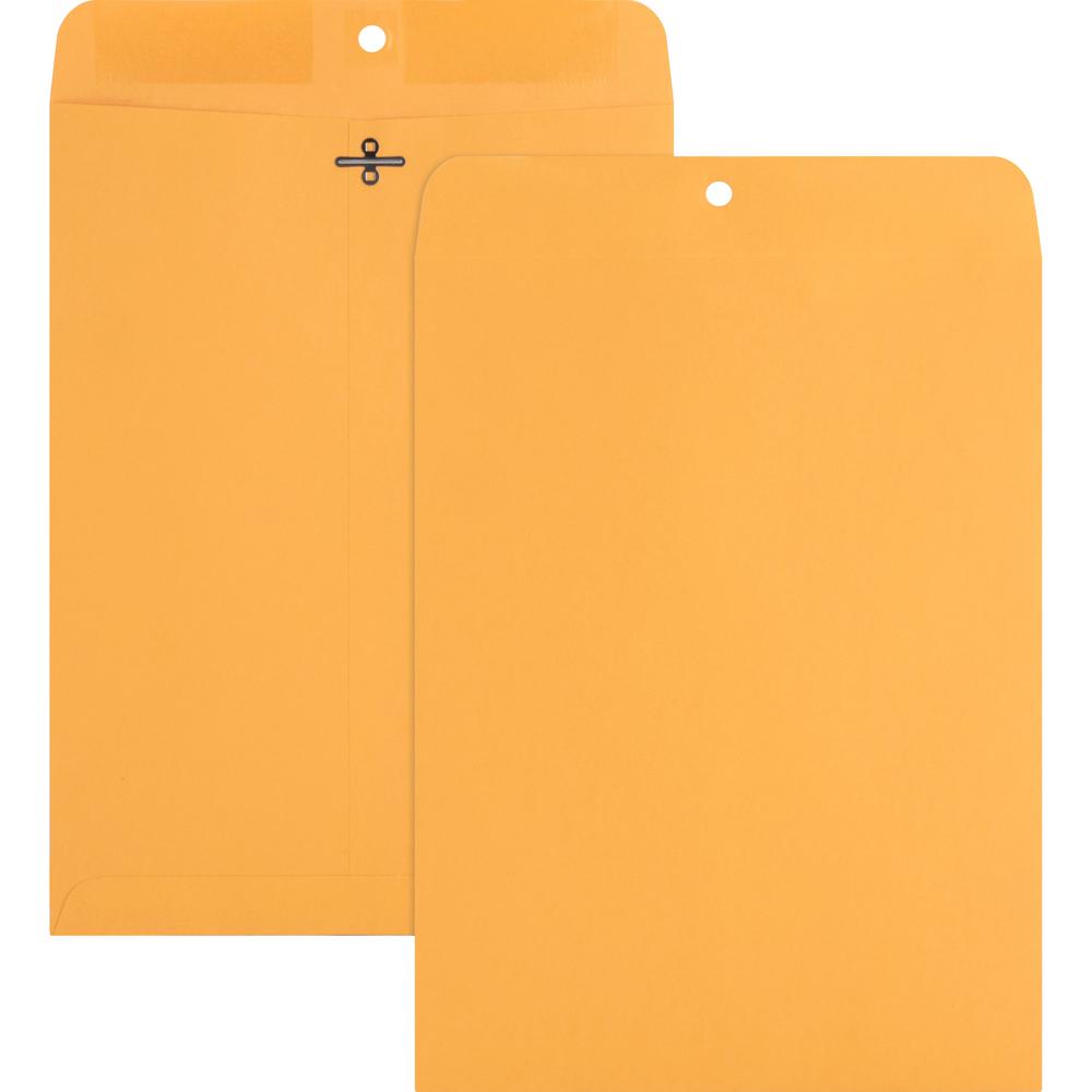 Nature Saver Recycled Clasp Envelopes - Clasp - #90 - 9" Width x 12" Length - 28 lb - Clasp - Kraft - 100 / Box - Yellow. Picture 7