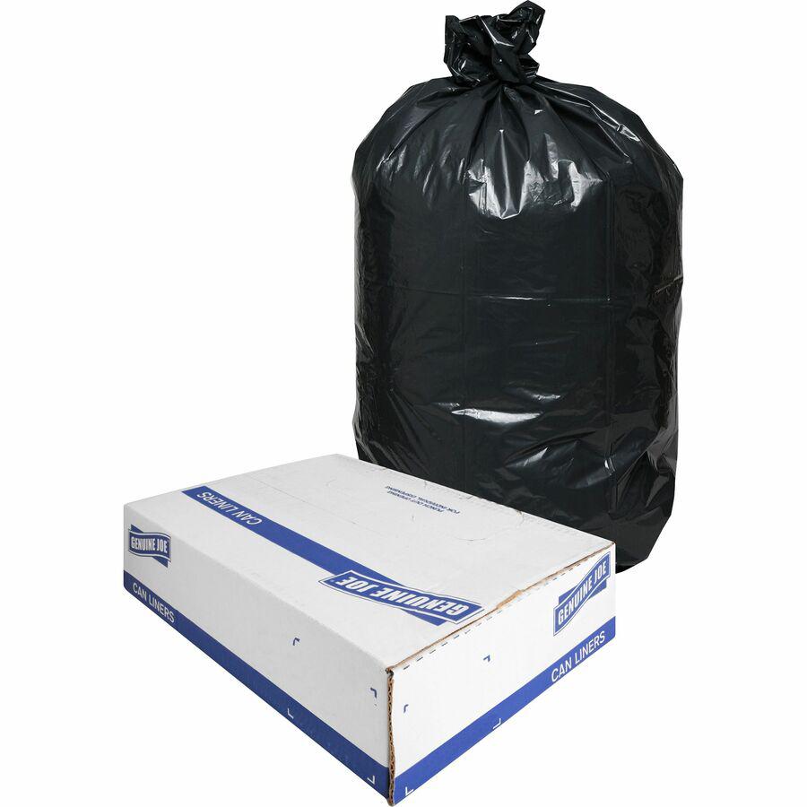 Genuine Joe Heavy-Duty Trash Can Liners - Medium Size - 30 gal - 30" Width x 36" Length x 1.50 mil (38 Micron) Thickness - Low Density - Black - 100/Carton. Picture 2