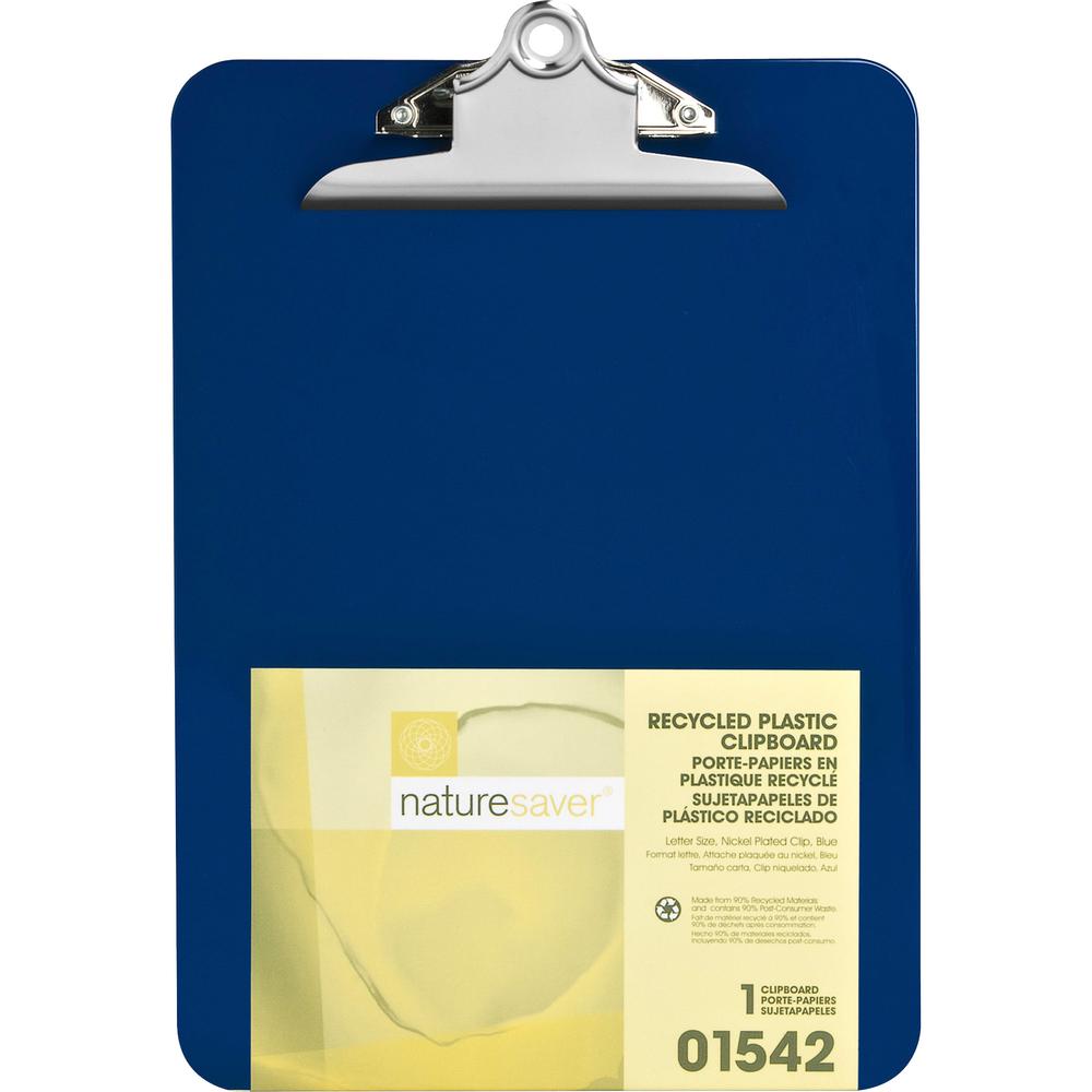 Nature Saver Recycled Plastic Clipboards - 1" Clip Capacity - 8 1/2" x 12" - Heavy Duty - Plastic - Blue - 1 Each. Picture 3