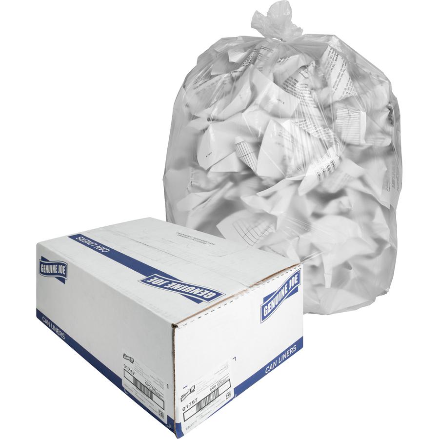 Genuine Joe High-density Can Liners - Medium Size - 33 gal - 33" Width x 40" Length x 0.43 mil (11 Micron) Thickness - High Density - Clear - Resin - 500/Carton - Office Waste, Industrial Trash. Picture 9