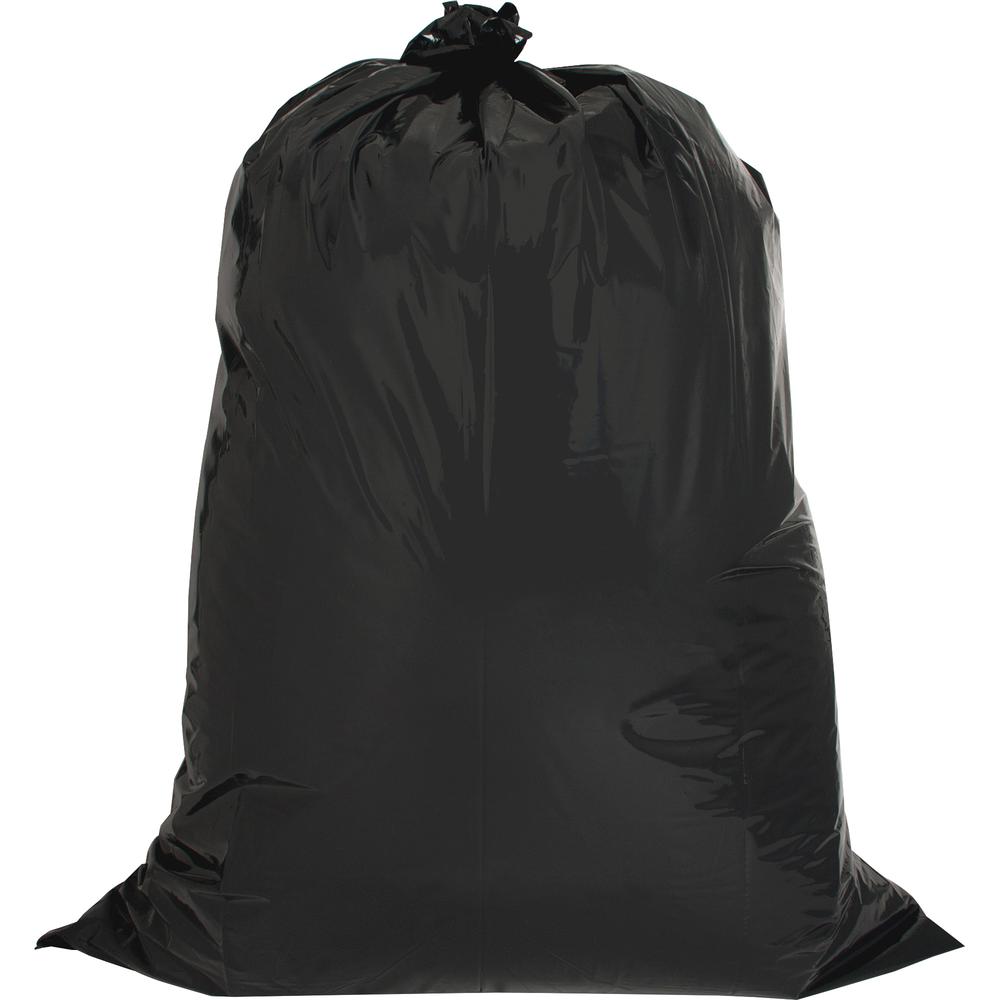 Genuine Joe Heavy Duty Contractor Bags - Large Size - 42 gal Capacity - 33" Width x 48" Length - 2.50 mil (63 Micron) Thickness - Low Density - Black - 20/Carton - Kitchen. Picture 2