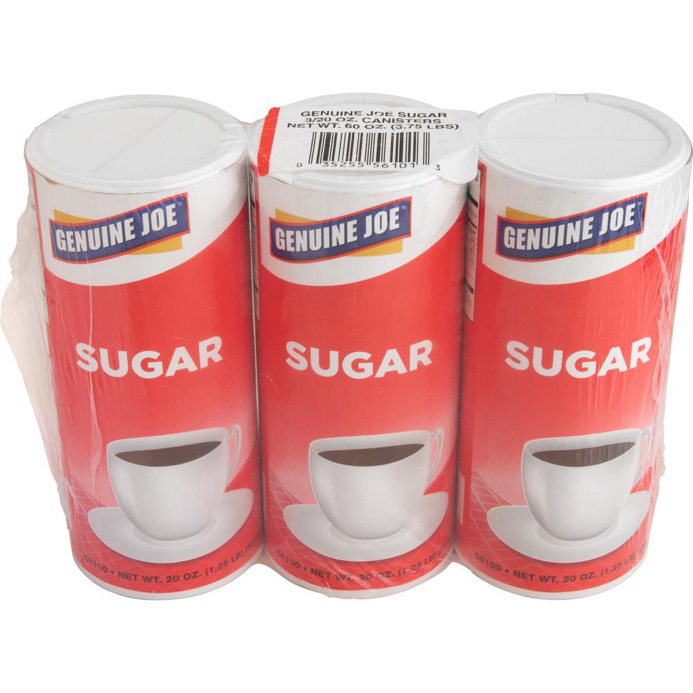 Genuine Joe Sugar - Canister - 20 oz (567 g) - Natural Sweetener - 3/Pack. Picture 7
