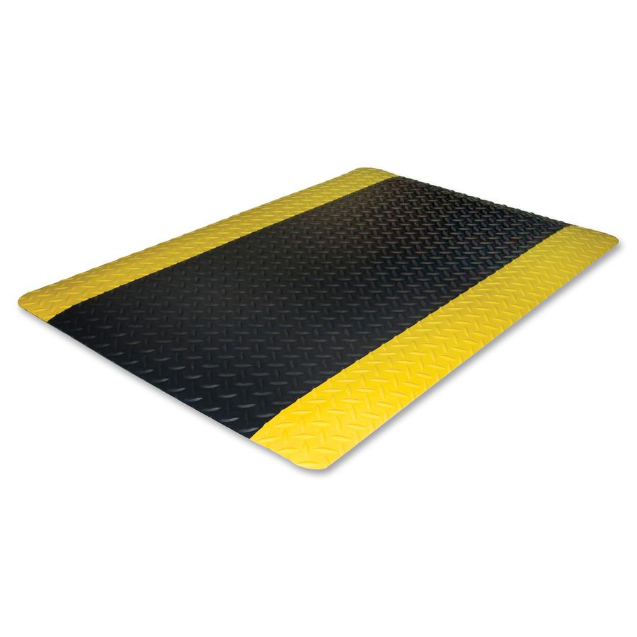 Genuine Joe Safe Step Anti-Fatigue Floor Mats - Warehouse, Factory - 12 ft Length x 36" Width x 0.552" Thickness - Black, Yellow - 1Each. Picture 6