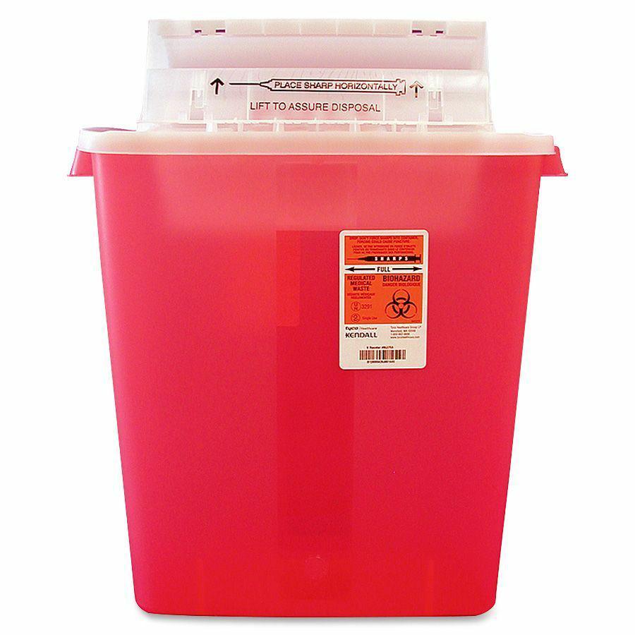 Sharpstar Covidien Transparent Containers - 3 gal Capacity - 16.5" Height x 13.8" Width x 6" Depth - Red - 1 Each. Picture 2