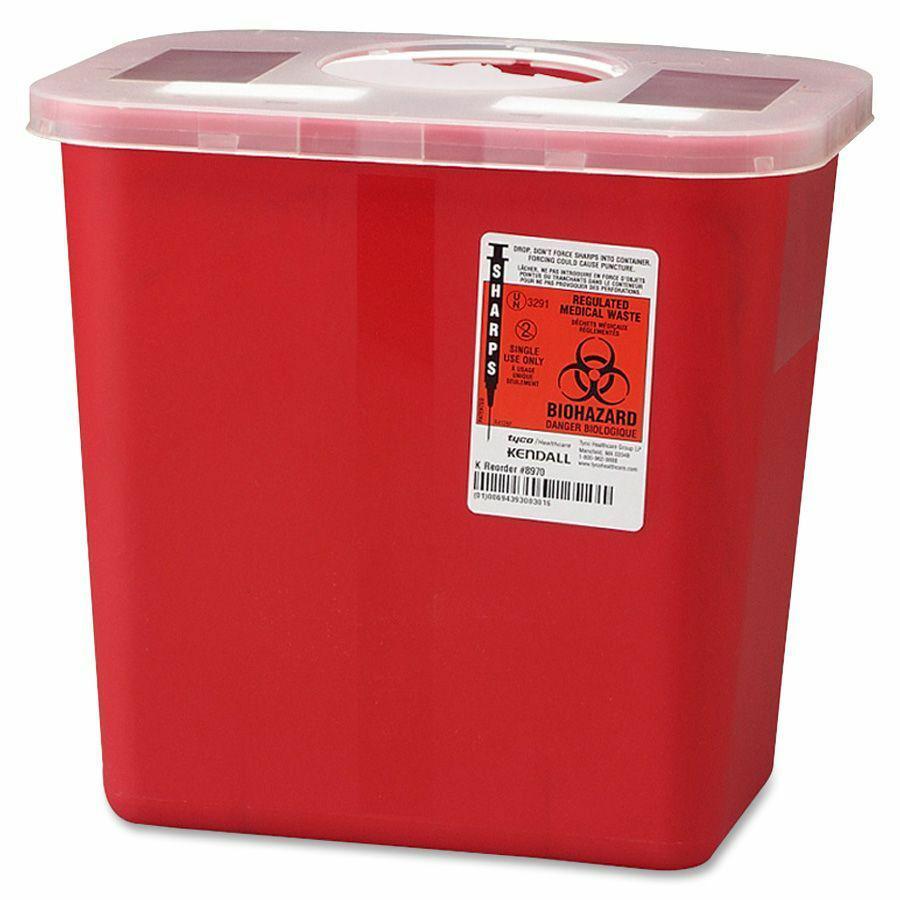 Covidien Sharps Rotor Lid Container - 2 gal Capacity - 10" Height x 10.5" Width x 7.3" Depth - Red - 1 Each. Picture 2