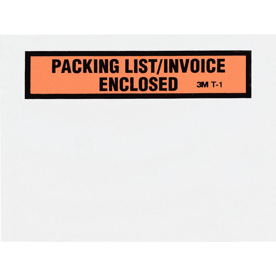 3M Packing List/Invoice Enclosed Envelopes - Packing List - 4 1/2" Width x 5 1/2" Length - Self-sealing - Polyethylene - 1000 / Box - Clear. Picture 2