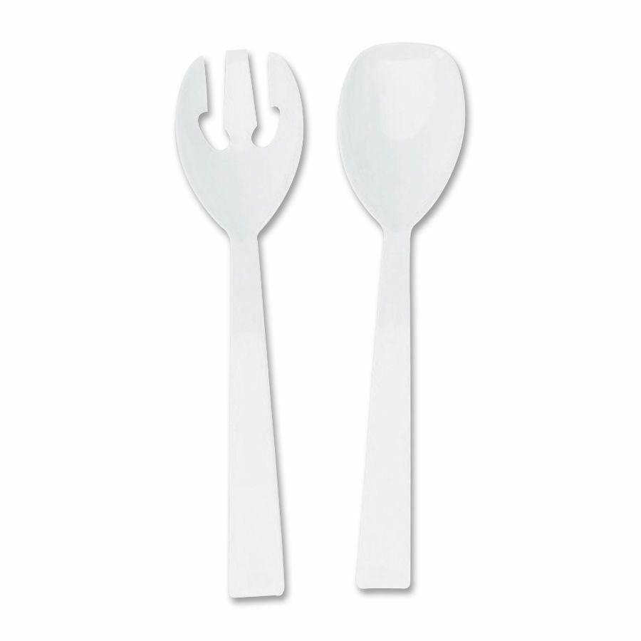 Tablemate Fork/Spoon Serving Set - 4 Piece(s) - 12/Box - 2 x Spoon - 2 x Fork - White. Picture 2