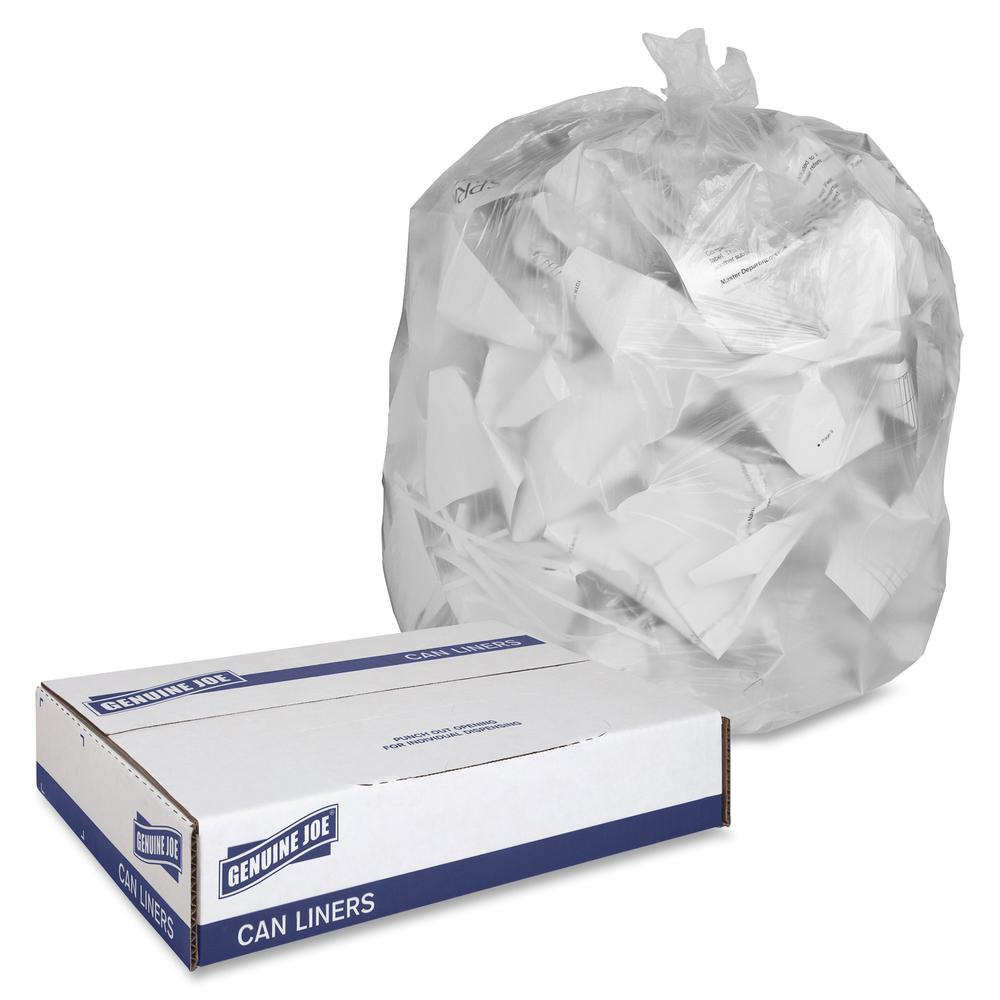Genuine Joe Economy High-Density Can Liners - Small Size - 16 gal Capacity - 24" Width x 32" Length - 0.24 mil (6 Micron) Thickness - High Density - Translucent - Resin - 1000/Carton. Picture 2