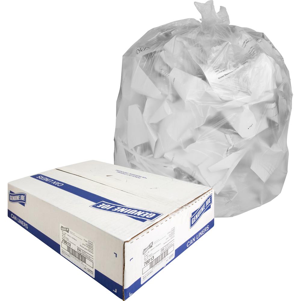 Genuine Joe Economy High-Density Can Liners - Large Size - 45 gal - 40" Width x 46" Length x 0.39 mil (10 Micron) Thickness - High Density - Translucent - Resin - 250/Carton. Picture 5