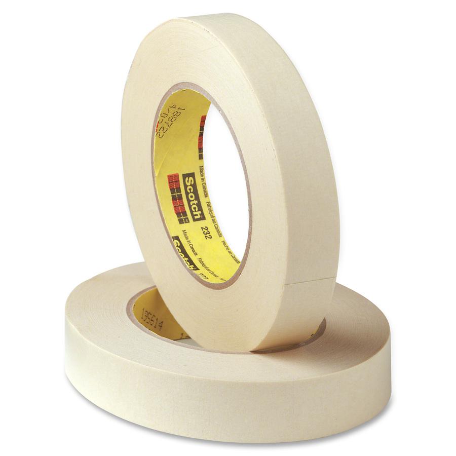 Scotch 232 High-performance Masking Tape - 60 yd Length x 1" Width - 6.3 mil Thickness - 3" Core - Rubber Backing - Solvent Resistant - For Masking - 1 / Roll - Tan. Picture 2