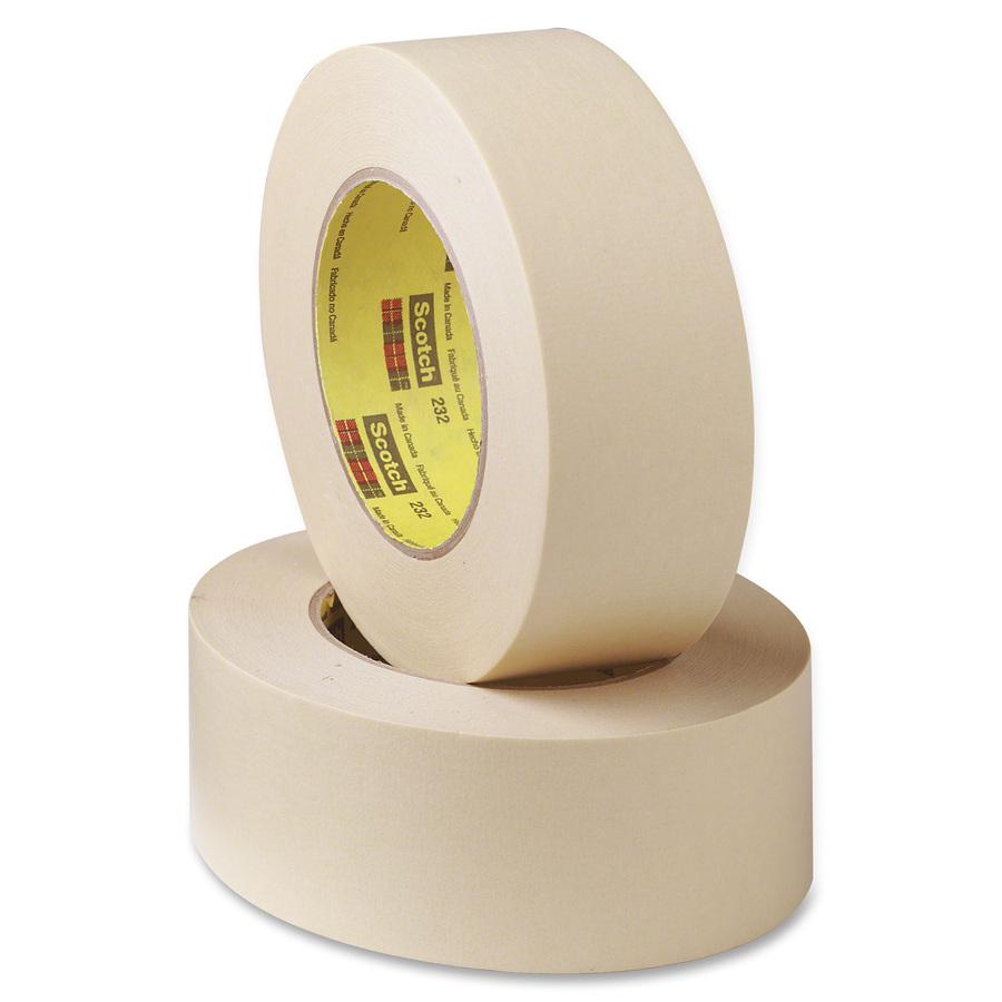 Scotch 232 High-performance Masking Tape - 60 yd Length x 2" Width - 6.3 mil Thickness - 3" Core - Rubber Backing - Solvent Resistant - For Masking - 1 / Roll - Tan. Picture 2