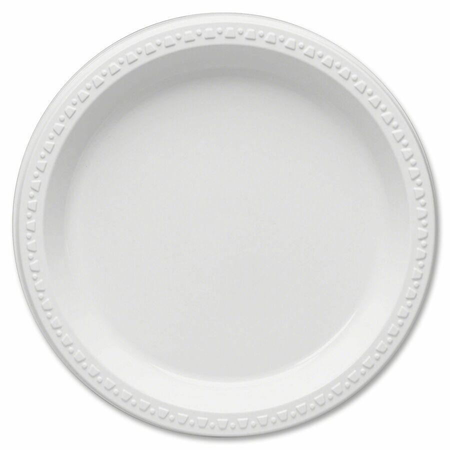Tablemate 9" Plastic Plates - 9" Diameter - White - 125 / Pack. Picture 10