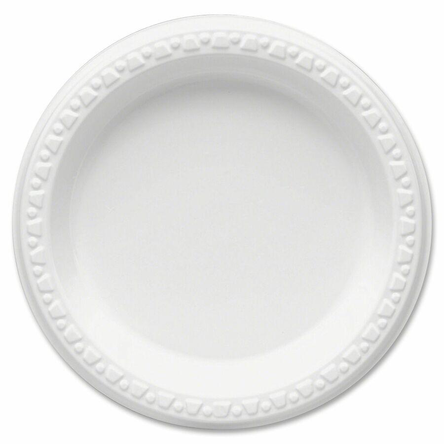 Tablemate 6" Plastic Plates - 6" Diameter - White - Plastic Body - 125 / Pack. Picture 10