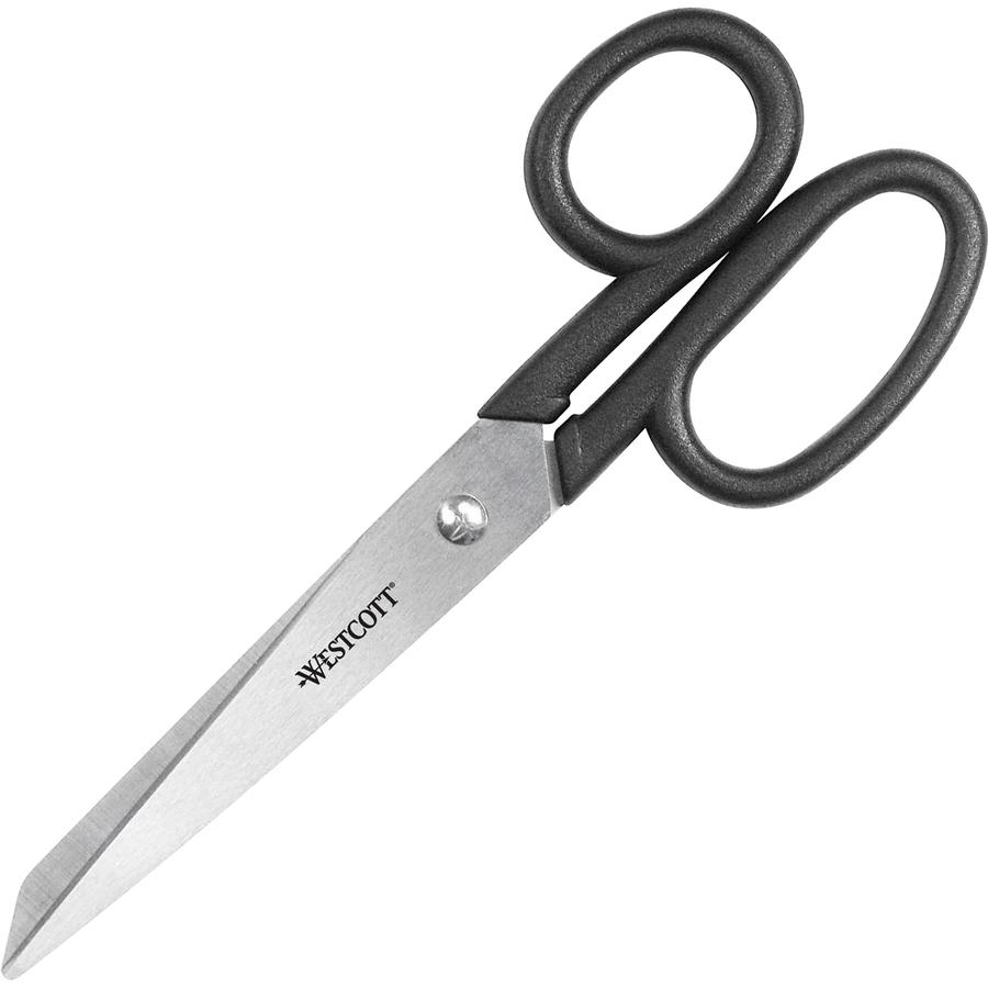 Westcott All Purpose Kleencut 7" Straight Scissors - 3.31" Cutting Length - 7" Overall Length - Stainless Steel - Straight Tip - Black - 1 Each. Picture 2