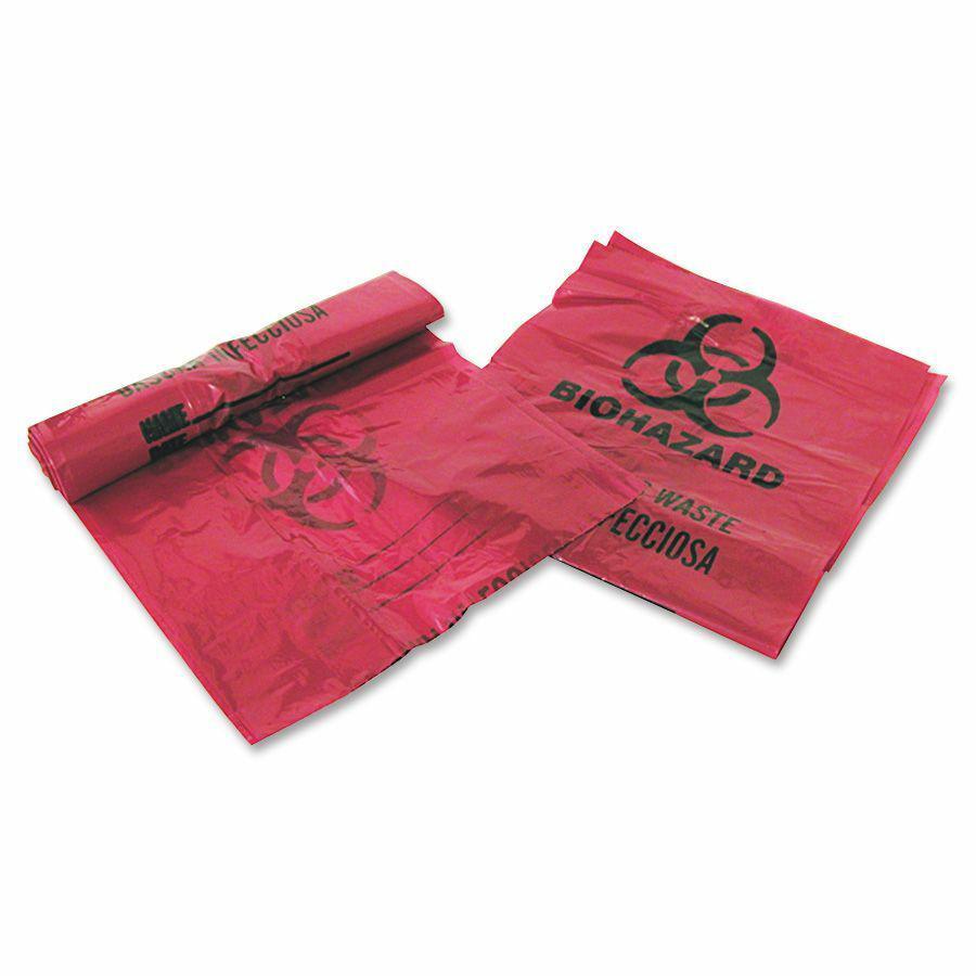 Medegen MHMS Infectious Waste Red Disposal Bags - 3 gal Capacity - 14" Width x 18.50" Length - 1.25 mil (32 Micron) Thickness - Red - 200/Box - Office Waste. Picture 2