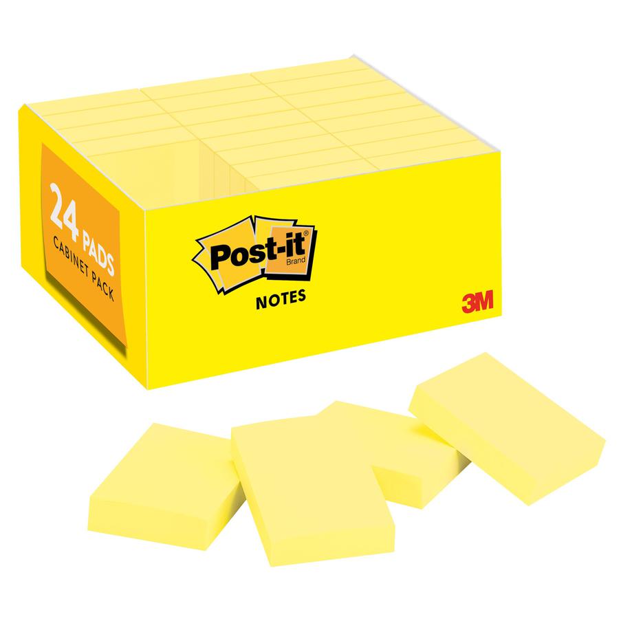 Post-it&reg; Notes Value Pack - 2160 - 1 1/2" x 2" - Rectangle - 90 Sheets per Pad - Unruled - Yellow - Paper - 24 / Pack. Picture 3