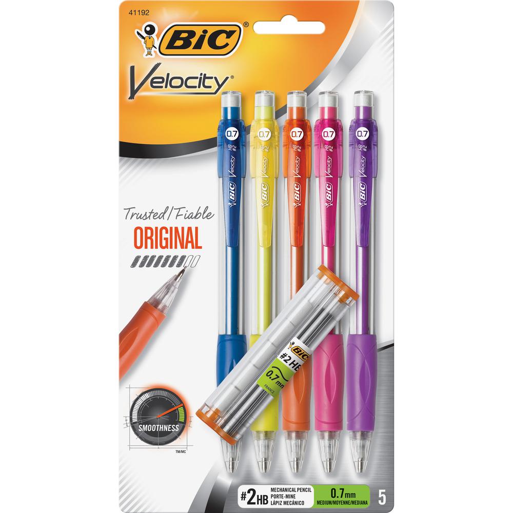 BIC Mechanical Pencils - 0.7 mm Lead Diameter - Refillable - Gray Barrel - 5 / Pack. Picture 4