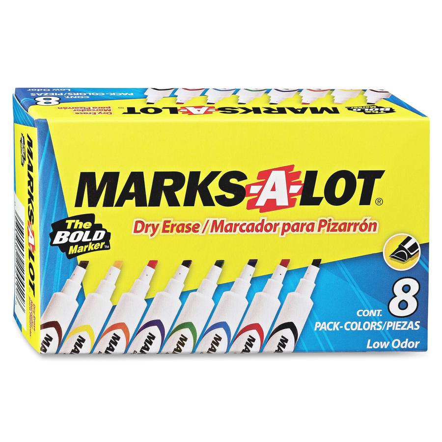 Avery&reg; Marks A Lot Desk-Style Dry-Erase Markers - Chisel Marker Point Style - Black, Blue, Red, Green, Purple, Yellow - 8 / Box. Picture 6