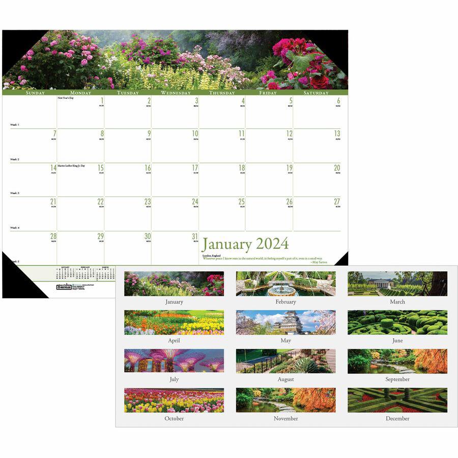 House of Doolittle EarthScapes Gardens Desk Pad - Julian Dates - Monthly - 1 Year - January 2022 till December 2022 - 1 Month Single Page Layout - 22" x 17" Sheet Size - 3.06" x 2.25" Block - Desk Pad. Picture 4