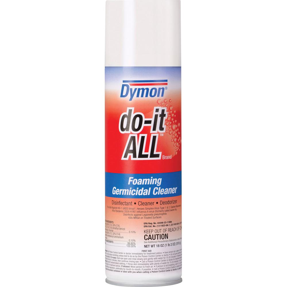 Dymon Do-It-All Foaming Germicidal Cleaner - Aerosol - 18 fl oz (0.6 quart) - 1 Each - White. Picture 2
