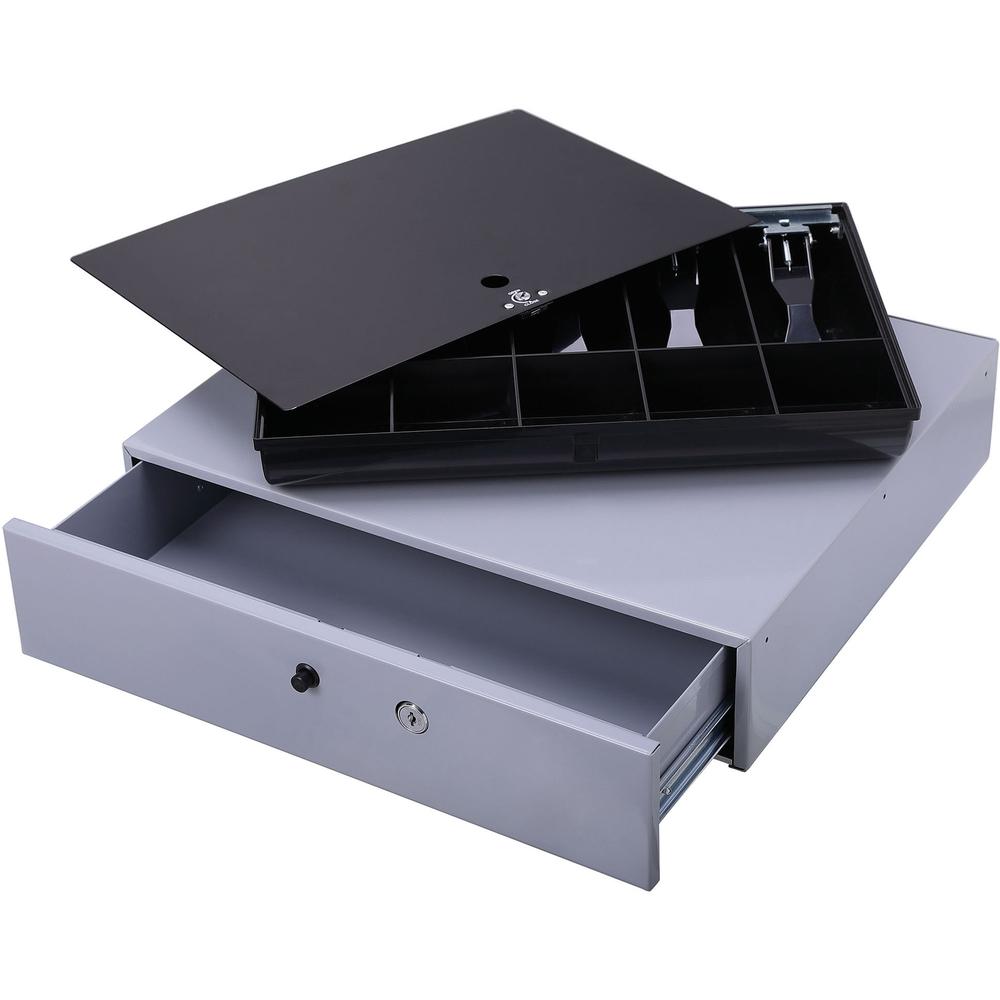 Sparco Removable Tray Cash Drawer - Gray - 3.8" Height x 17.8" Width x 15.8" Depth. Picture 8