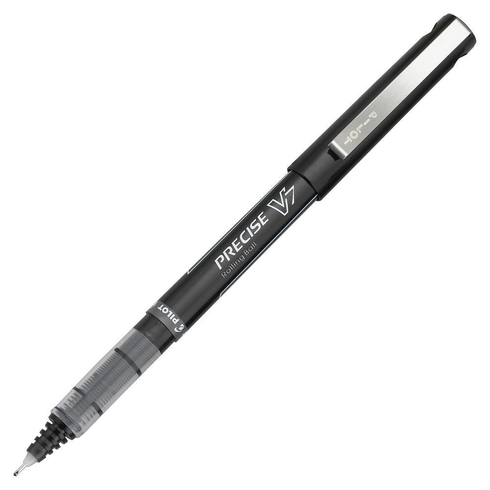 Pilot Precise V7 Premium Rolling Ball Pens - Fine Pen Point - 0.7 mm Pen Point Size - Black - Clear Barrel - 1 Dozen. Picture 3