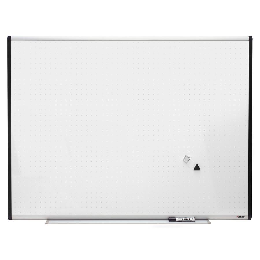 Lorell Signature Series Magnetic Dry-erase Markerboard - 48" (4 ft) Width x 36" (3 ft) Height - Porcelain Surface - Silver, Ebony Frame - Magnetic - Grid Pattern - 1 Each. Picture 5