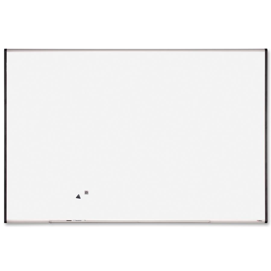 Lorell Signature Series Magnetic Dry-erase Markerboard - 72" (6 ft) Width x 48" (4 ft) Height - Coated Steel Surface - Silver, Ebony Frame - Magnetic - 1 Each. Picture 3