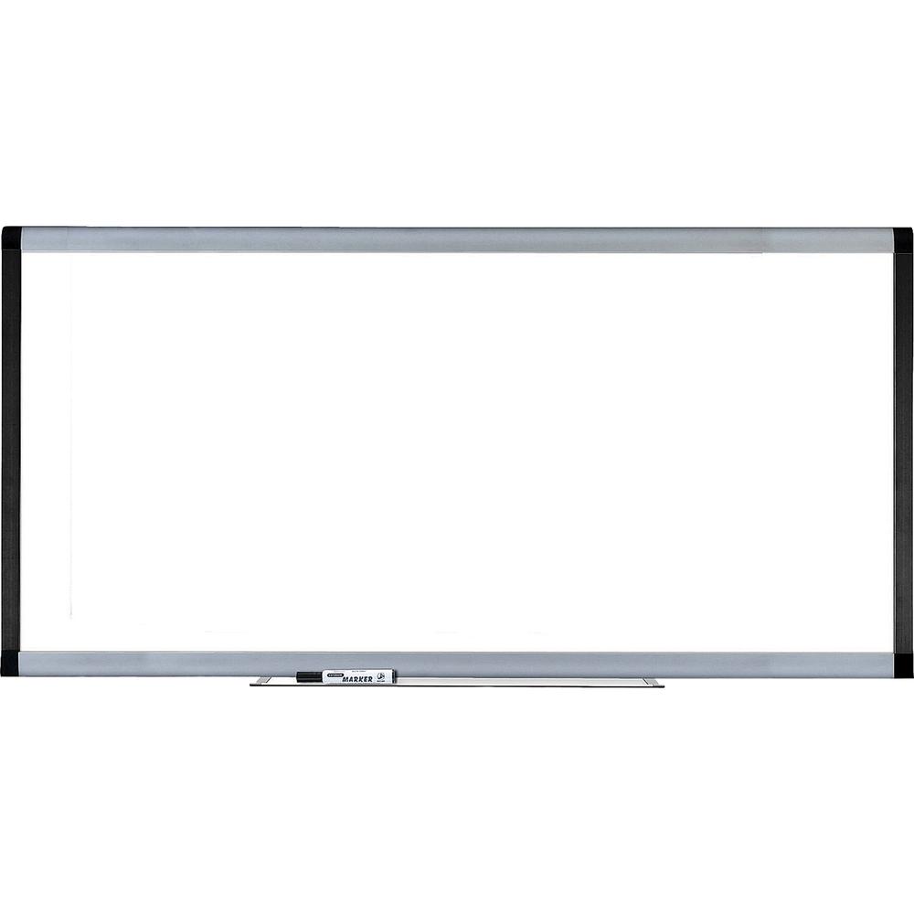 Lorell Signature Series Magnetic Dry-Erase Board - 96" (8 ft) Width x 48" (4 ft) Height - Coated Steel Surface - Silver, Ebony Frame - 1 Each. Picture 2