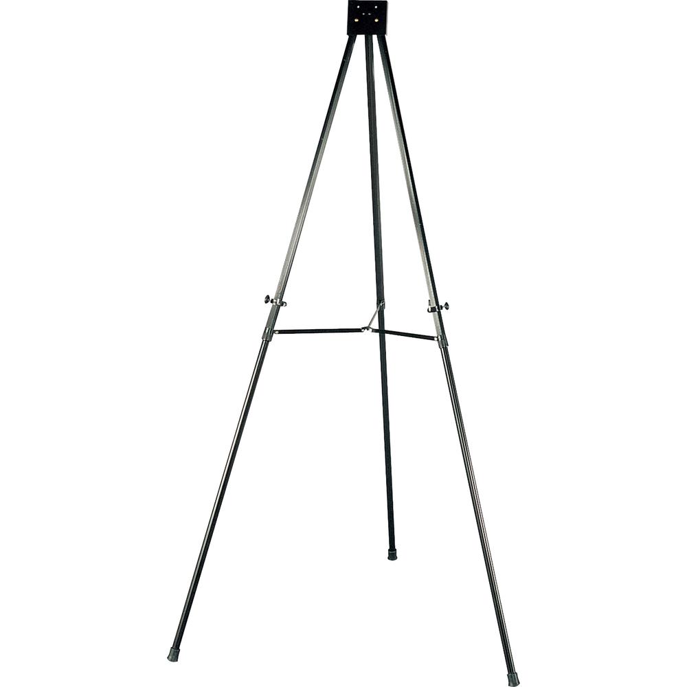 Lorell Telescoping Easel - 34" (2.8 ft) Width x 66" (5.5 ft) Height - Aluminum Surface - Black Frame - Foldable - 1 Each. Picture 2