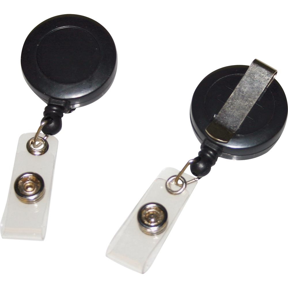 Retractable ID Holder with Belt Clip - 4.5" x 1.3" x 0.3" x - 25 / Box - Black. Picture 2