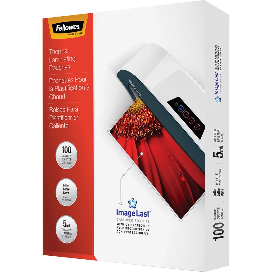 Fellowes Letter-Size Laminating Pouches - Sheet Size Supported: Letter 9" Width x 11.50" Length - Laminating Pouch/Sheet Size: 9" Width5 mil Thickness - Type G - Glossy - for Document, Letter - Durabl. Picture 9