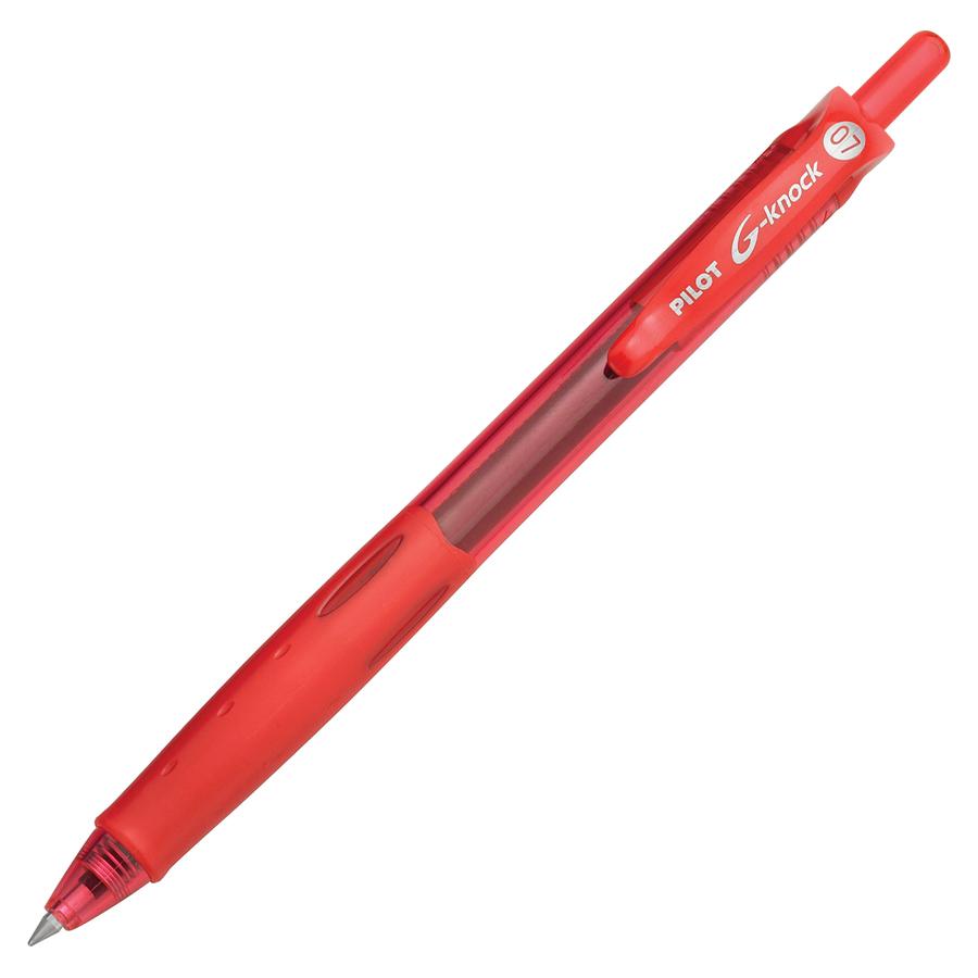 Pilot BeGreen G-Knock Retractable Gel Ink Pens - Fine Pen Point - 0.7 mm Pen Point Size - Refillable - Retractable - Red Gel-based Ink - Red Barrel - 1 Dozen. Picture 2