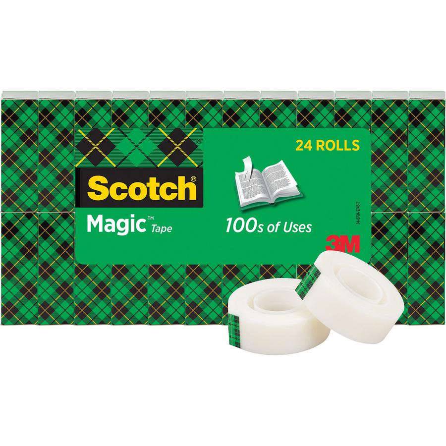 Scotch 3/4"W Magic Tape - 27.78 yd Length x 0.75" Width - 1" Core - Split Resistant, Tear Resistant - For Mending, Splicing - 24 / Pack - Matte - Clear. Picture 2