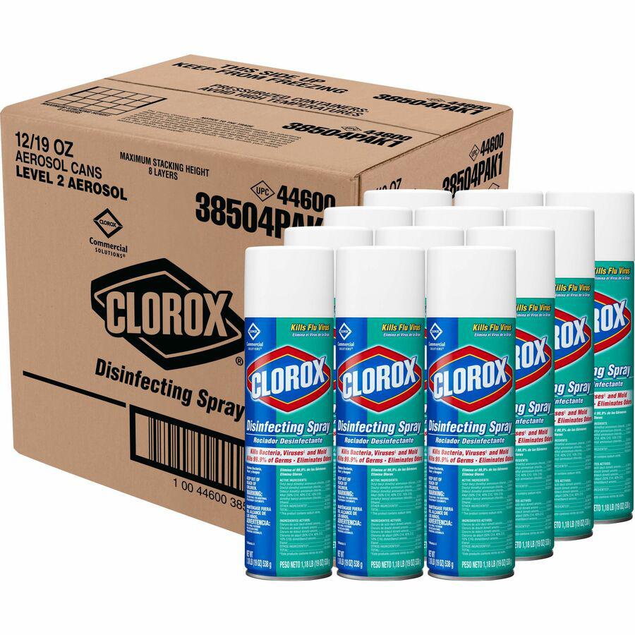 Clorox Commercial Solutions Disinfecting Aerosol Spray - 19 fl oz (0.6 quart) - Fresh Scent - 12 / Carton - Pleasant Scent, Disinfectant. Picture 18