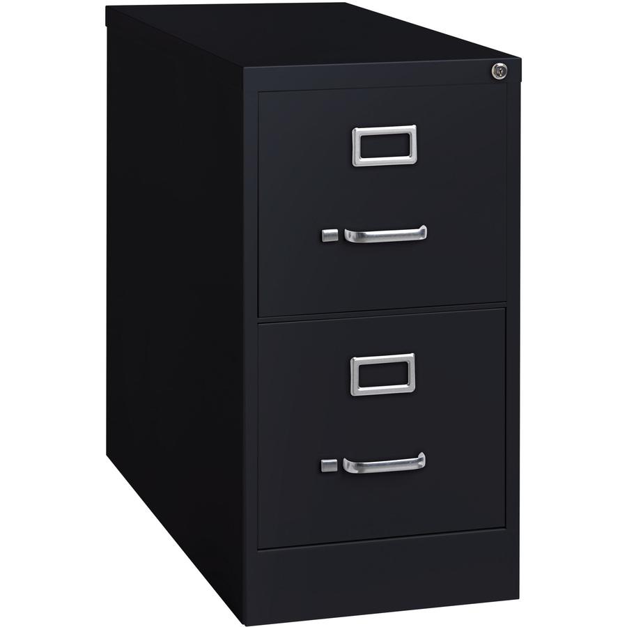 Lorell Fortress Series 26-1/2" Commercial-Grade Vertical File Cabinet - 15" x 26.5" x 28.4" - 2 x Drawer(s) for File - Letter - Vertical - Security Lock, Ball-bearing Suspension, Heavy Duty - Black - . Picture 9