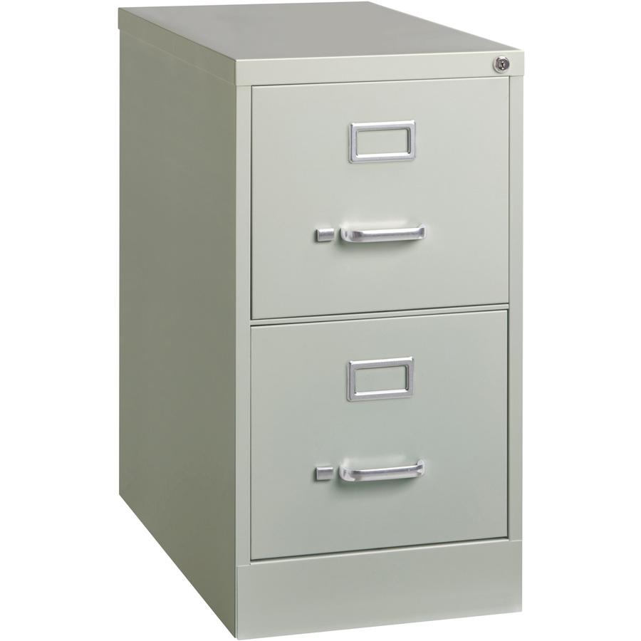 Lorell Fortress Series 26-1/2" Commercial-Grade Vertical File Cabinet - 15" x 26.5" x 28.4" - 2 x Drawer(s) for File - Letter - Vertical - Security Lock, Ball-bearing Suspension, Heavy Duty - Light Gr. Picture 10
