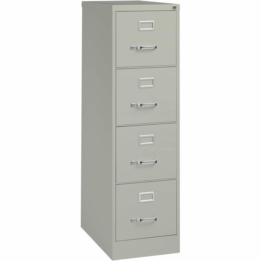 Lorell Fortress Series 25" Commercial-Grade Vertical File Cabinet - 15" x 25" x 52" - 4 x Drawer(s) for File - Letter - Vertical - Security Lock, Ball-bearing Suspension, Heavy Duty - Light Gray - Ste. Picture 9