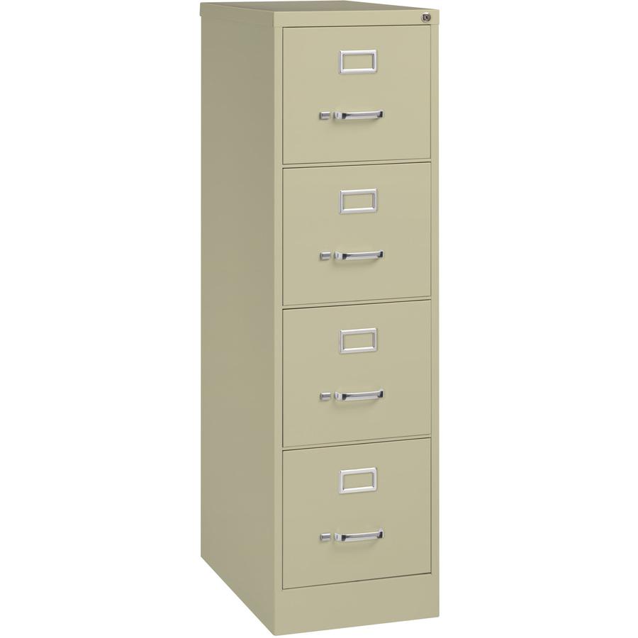 Lorell Fortress Series 25" Commercial-Grade Vertical File Cabinet - 15" x 25" x 52" - 4 x Drawer(s) for File - Letter - Vertical - Security Lock, Ball-bearing Suspension, Heavy Duty - Putty - Steel - . Picture 10
