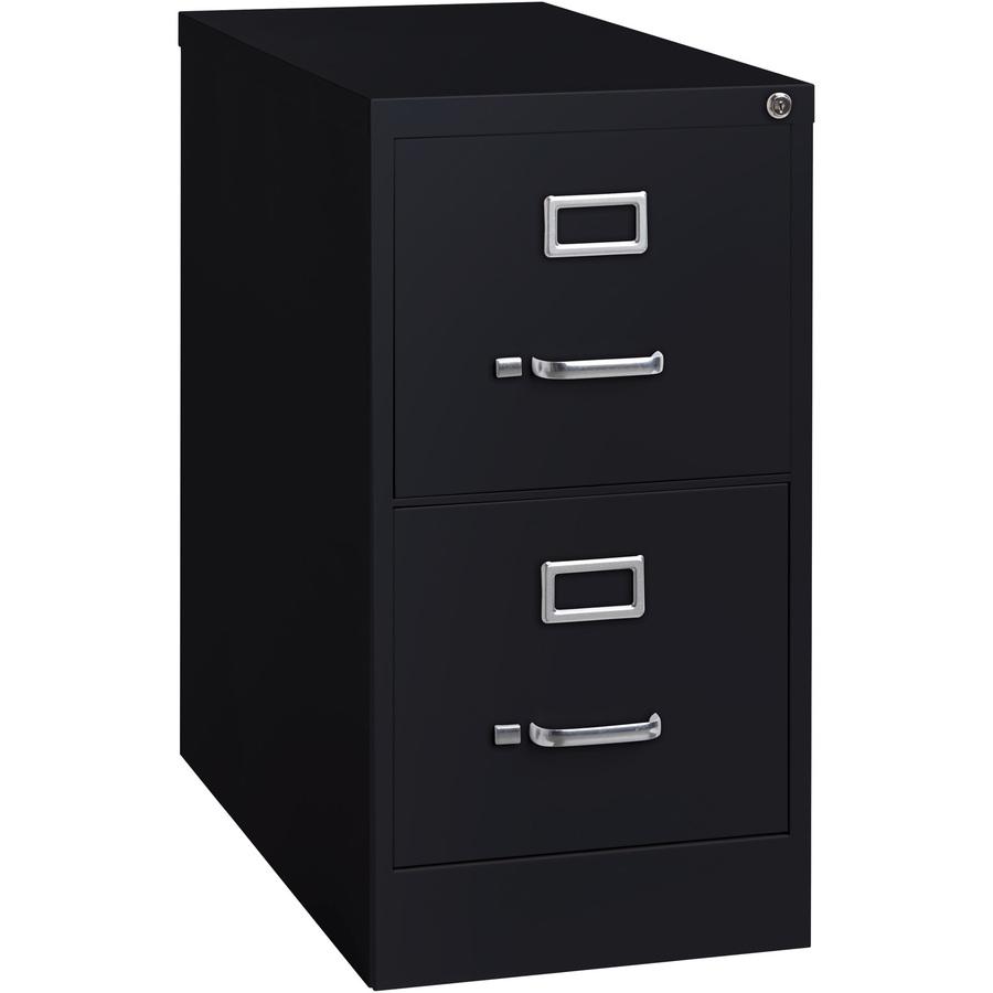 Lorell Fortress Series 25" Commercial-Grade Vertical File Cabinet - 15" x 25" x 28.4" - 2 x Drawer(s) for File - Letter - Vertical - Security Lock, Ball-bearing Suspension, Heavy Duty - Black - Steel . Picture 9