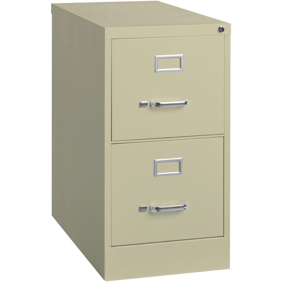 Lorell Fortress Series 25" Commercial-Grade Vertical File Cabinet - 15" x 25" x 28.4" - 2 x Drawer(s) for File - Letter - Vertical - Security Lock, Ball-bearing Suspension, Heavy Duty - Putty - Steel . Picture 9