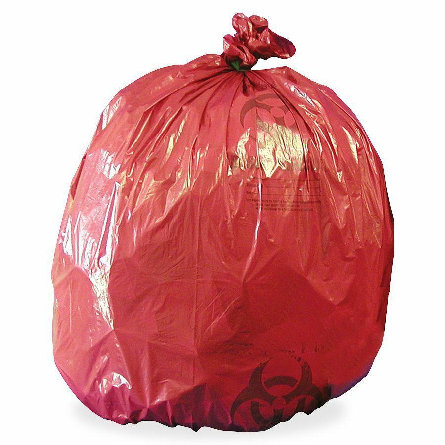 Medegen MHMS Red Biohazard Infectious Waste Liners - 7 to 10 gallons - 24" Width x 24" Length x 1.2mil Thickness - Red - 50 / Box. Picture 2