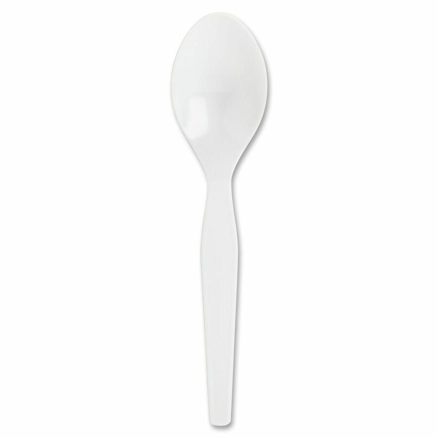 Genuine Joe Heavyweight Disposable Spoons - 100/Box - Polystyrene - White. Picture 7
