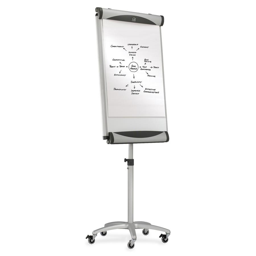 Quartet Euro Premium Mobile Magnetic Easel - 27" (2.2 ft) Width x 41" (3.4 ft) Height - White Porcelain Surface - Silver Aluminum Frame - Magnetic - 1 Each. Picture 3
